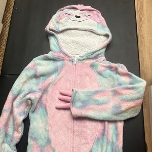 Kenisie girl sloth hooded onesie pajamas m 10/12